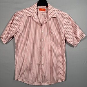 Men's Button Down‎ 42 Red White stripes Embroid DI Japanese symbol Tag